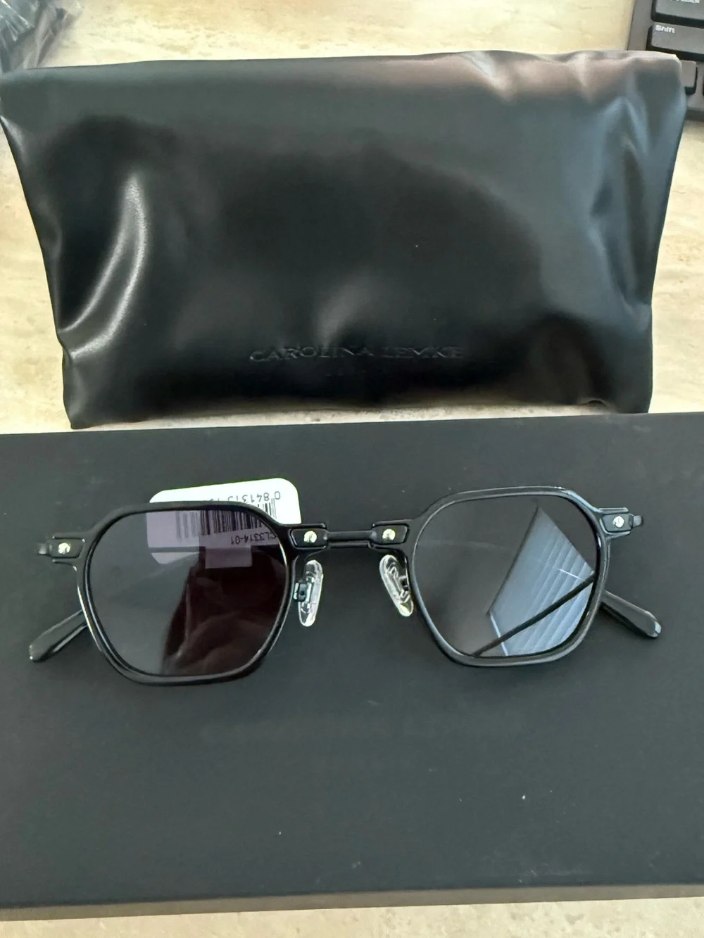 Carolina Lemke Men’s Black Geometric Metal Sunglasses